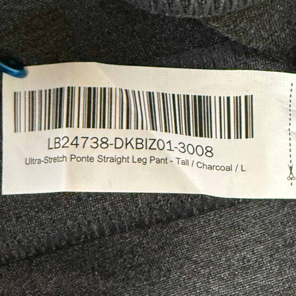 Quince Pants Women Large Tall Grey Ultra Stretch Ponte Straight Leg Charcoal NWT - Picture 9 of 15